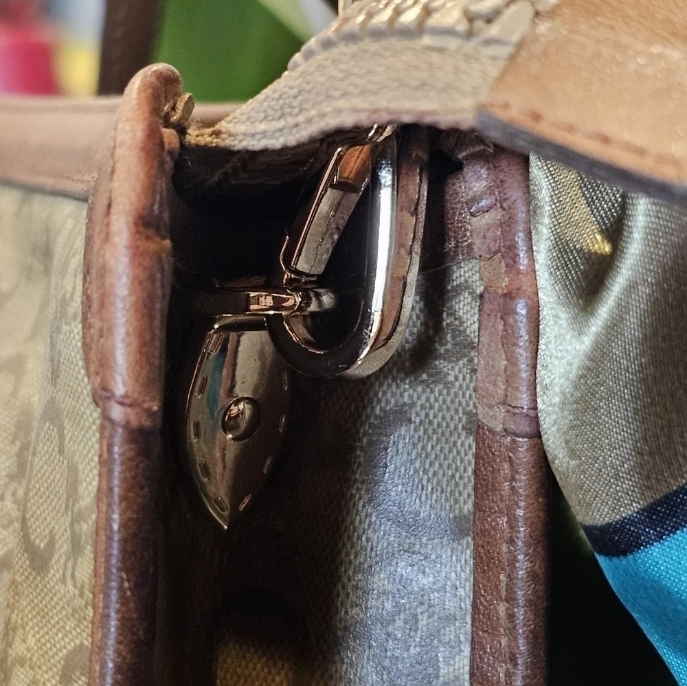 Céline "C" Monogram Horse & Carraige Coated Canvas Clutch w/Strap & Twilly Added - Picture 15 of 16